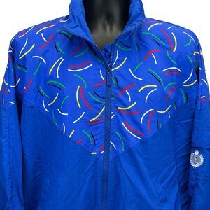 Vintage Liz Sport Windbreaker Jacket Womens Large Hidden Hood Hooded 90s Blue
